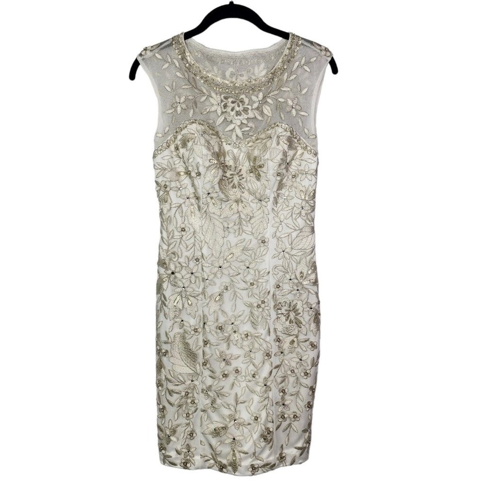 Sue Wong Ivory Beaded Sheath Mini Dress - Picture 2 of 16